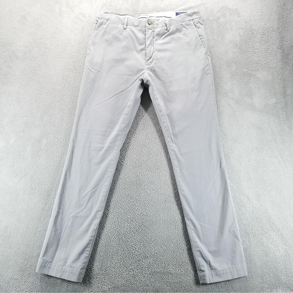 Polo Ralph Lauren Pants Mens 36x34 Gray Andrew Stretch Slim Chino Casual Dress